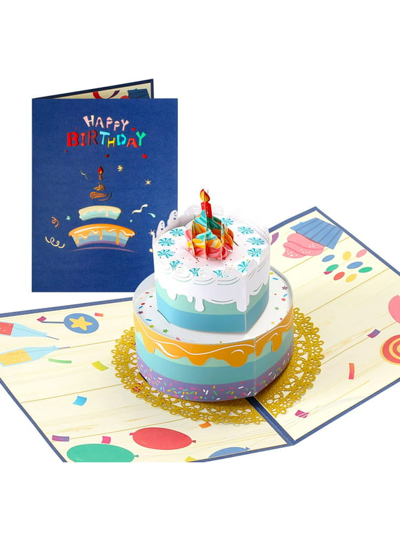 VUDECO Pop Up Birthday Card Happy Birthday Card Birthday Cards for Women 3D Cake Birthday Pop Up Card for Mom Daughter Mothers Pop Up Cards Birthday Cards for Men 3D Pop Up Cards Pop Up Birthday Cards