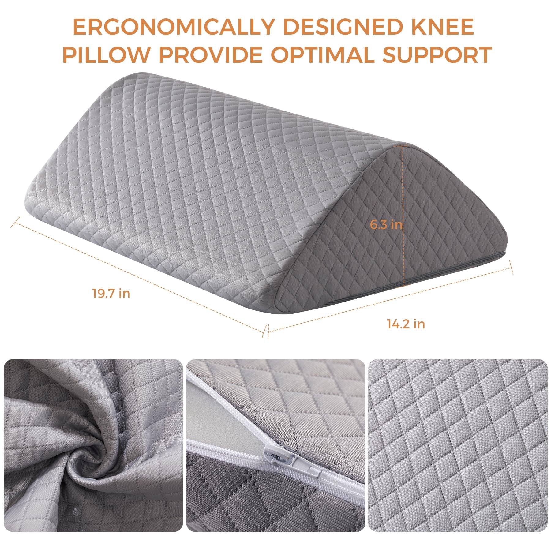 Ganondorf Knee Wedge Pillow 6.3'' for Post-Surgery Recovery - Leg Elevation Support for Sleep Position,Alleviating Lower Back & Hip Pain Enhancing Circulation in Ankles Legs Triangle Pillow