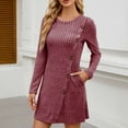 thumbnail image 5 of hotojiny Women's Knit Sweater Dress Elegant Long Sleeve Casual Dress with Pockets Trendy Button Crewneck Dress, 5 of 6