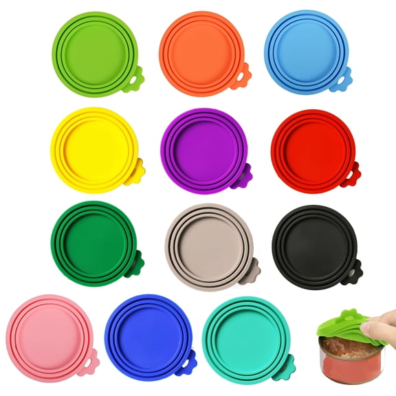 Gegong 12 Pieces Pet Food Can Cover, Non-toxic Universal Can Lid, Cat Can Cover, Dog Can lid, Dog Can Cover, Silicone Safe-Material BPA-Free (12 Colors)