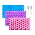 thumbnail image 1 of Moldes de silicona para gomitas de ositos, mini moldes para dulces para niños con goteros, forma de donut de dinosaurio y corazón, molde para pastel de fácil liberación, 1 of 8