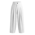 thumbnail image 6 of GigrtiJin Pleated Capris Pants for Womens Cotton Linen High Waisted Capris Loose Casual Straight Leg Capris Pants with Pockets, 6 of 8