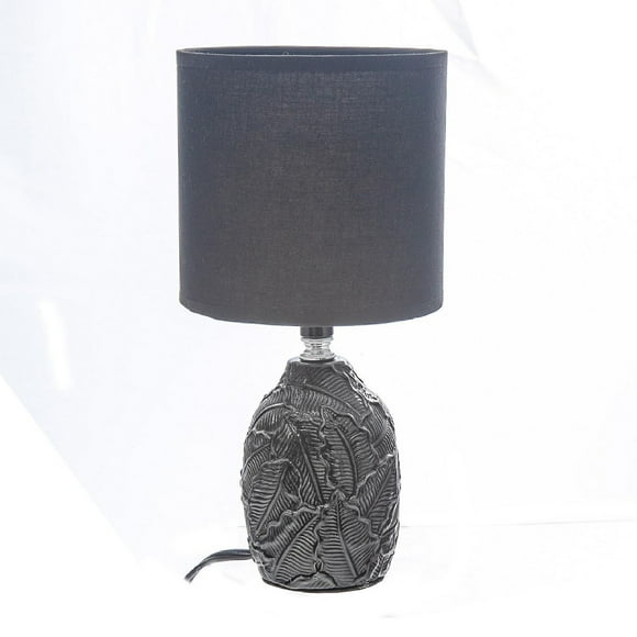 Ceramic Table Lamp With Shade Leaflet Black