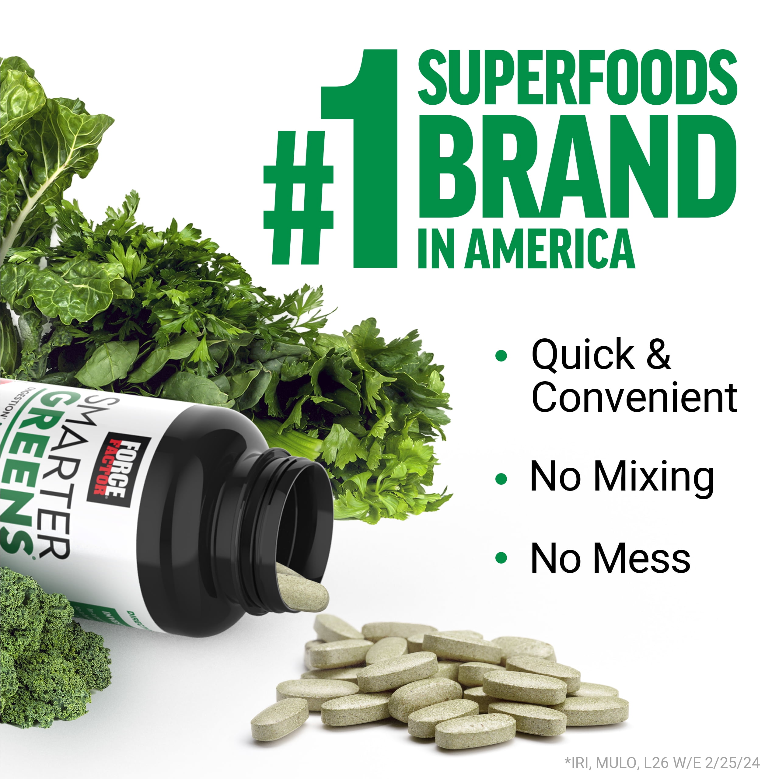 Force Factor Smarter Greens Supplement with Probiotics, KSM-66 Ashwagandha & Antioxidants for Digestion, Gut Health, Bloating & Energy, 90 Tablets