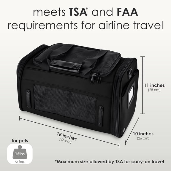 TSA Airline Approved PU Leather Luxury Pet Carrier - Size XS/S - for Small Dogs and Cats