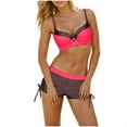 thumbnail image 5 of Women's Fashion Two-piece Bikini Boxers Swimsuit Solid Color Sports Swimsuit, 5 of 7