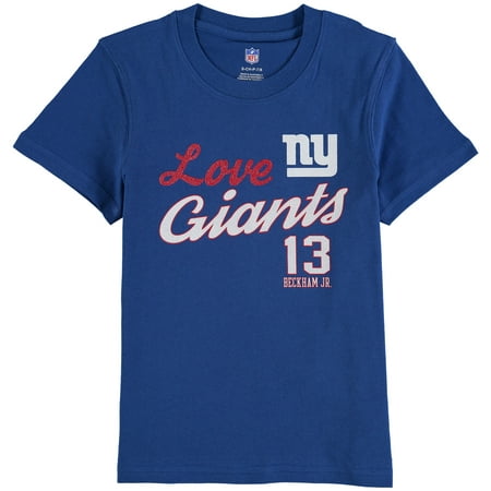 Odell Beckham Jr New York Giants Girls Preschool Glitter Live Love Team Player Name & Number T-Shirt -