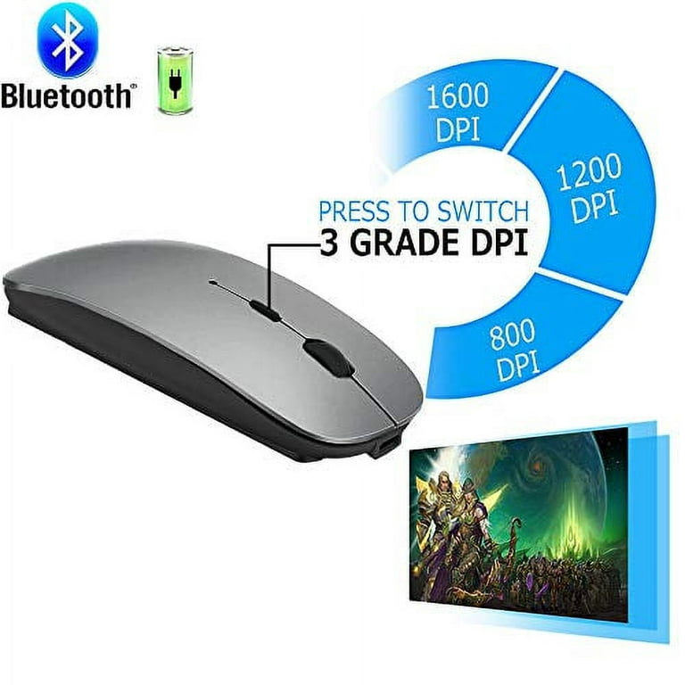 Wireless Bluetooth Mouse,LED Rechargeable Silent Slim Laptop  Mouse,Portable(BT5.2/3.0 and USB 2.4G) Dual Mode Computer Mice,for Apple  Laptop,ipad