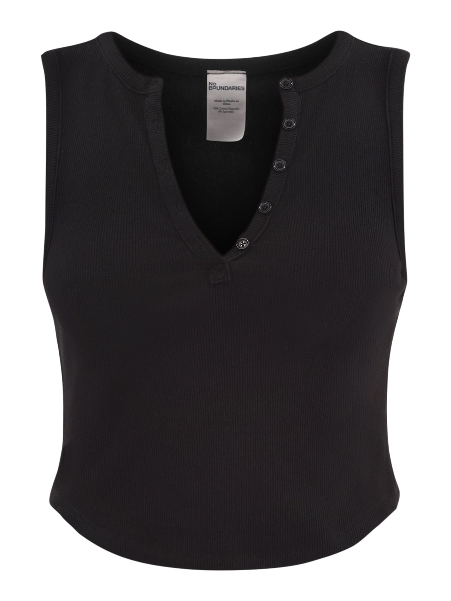 ◆BADBLOOD◆ Nikki Henley Tank Black w-tnk24-007 No Boundaries Rib Henley Tank, Women's - Walmart.com