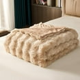 thumbnail image 6 of TOPCHANCES Faux Fur Throw Blankets, Soft Luxury Plush Blanket, Fleece Throw Blanket for Sofa Couch, Light Coffee, 78*63inches, 6 of 9