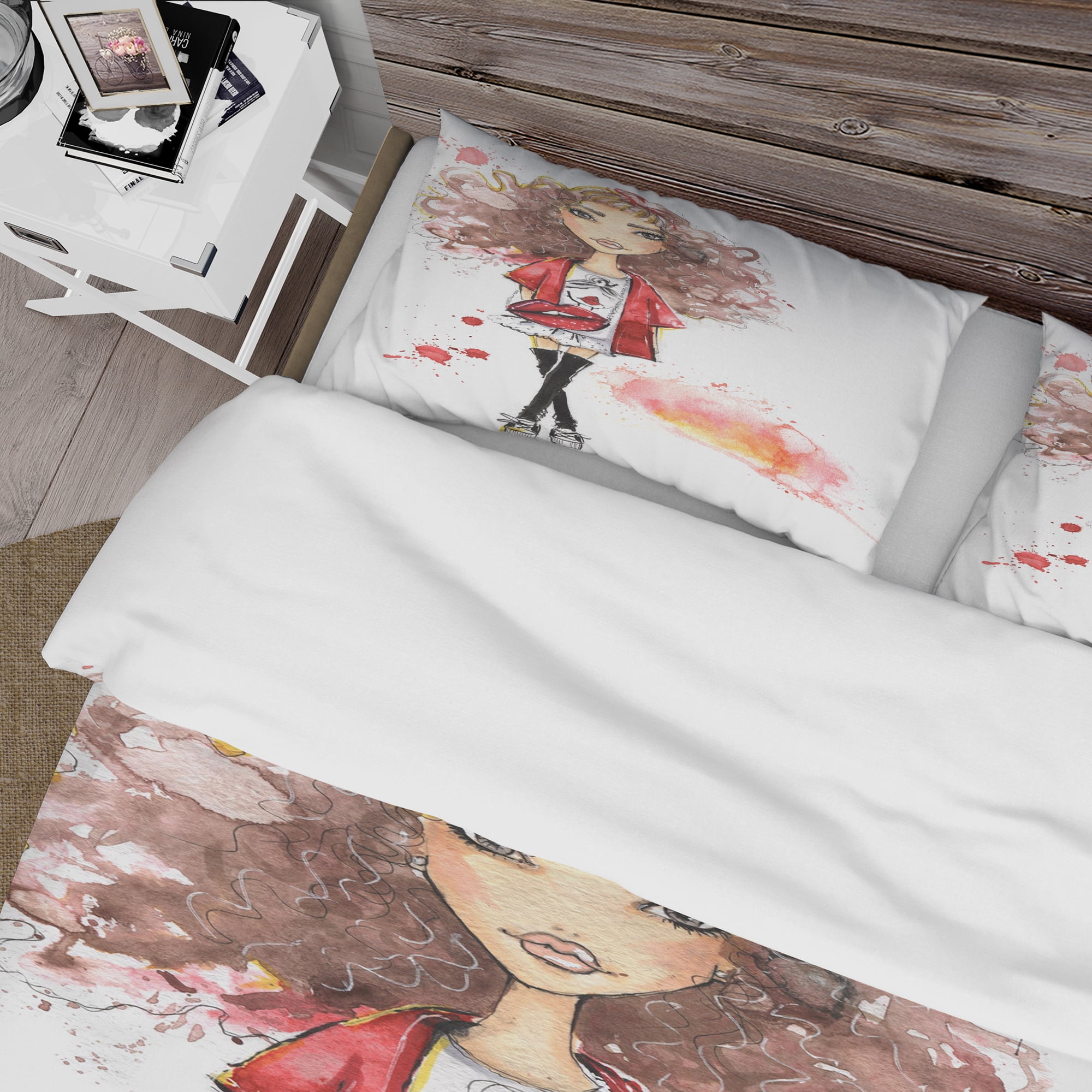 Designart 'Fashionable teenage girl' Glamour Duvet Cover Set