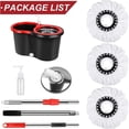 thumbnail image 4 of Spin Mop and Bucket with Wringer Set, 360° Microfiber Mop, Self-Wringing System, Telescopic Stainless Steel Handle, 3 Mop Heads, Dual-Chamber Bucket for Home Cleaning, 4 of 8