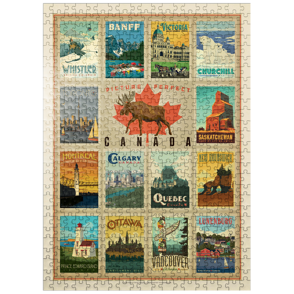 MyPuzzle - Canada Travel, Collage, Vintage Poster - Premium 500 Piece Jigsaw Puzzle for Adults