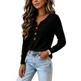 thumbnail image 2 of WUSUOWEI Women'S Sweatshirts V-Neck Knitted Blouse Long Sleeve Loose Front Design Womens Casual Daily Top XXL, 2 of 7