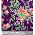 thumbnail image 1 of Soimoi Rayon Fabric Leaves & Lotus Flower Print Fabric by the Yard 56 Inch Wide, 1 of 1