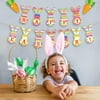 HQZY Happy Easter Banner Gift Toys for Kids Burlap Happy Easter Bunting Garland with Rabbit Bunny Sign 1Pack