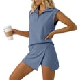 thumbnail image 3 of Shorts Sets for Women 2 Piece Matching Sets Fashion Sleeveless Zipper Romper Jumpsuit Outfit Summer Outfits for Women Casual Summer Streetwear, 3 of 9
