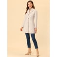 thumbnail image 3 of Abrigos largos de invierno con solapa con muesca y un solo pecho para mujer Gran Blanco M, 3 of 6