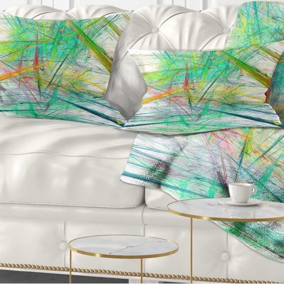 Designart Green Magical Fractal Pattern - Abstract Throw Pillow - 12x20