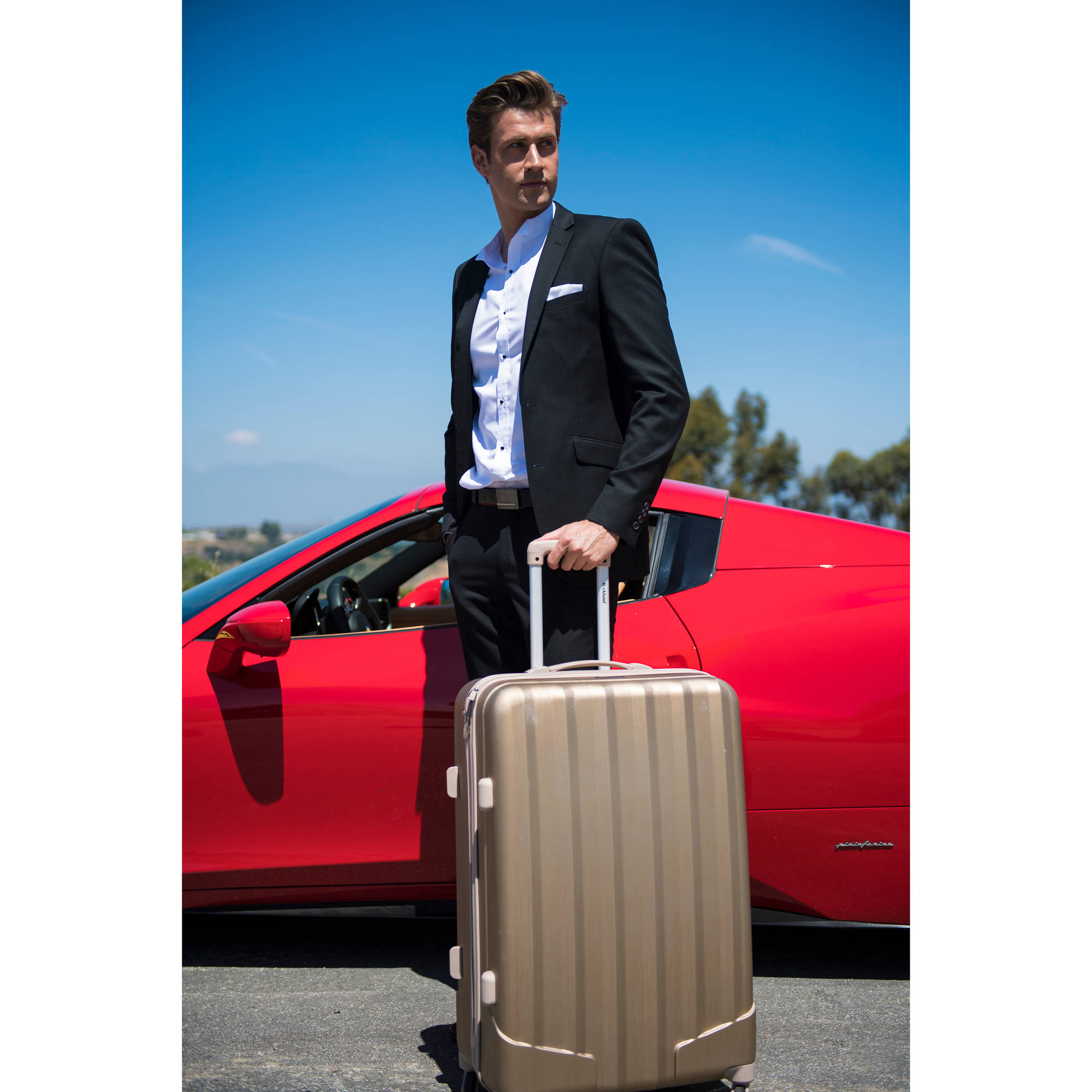 Rockland Luggage 3-Piece Metallic Hardside ABS Spinning Luggage Set