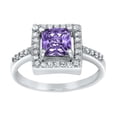 thumbnail image 4 of ELYA Jewelry Women's Cushion-Cut Purple Cubic Zirconia Sterling Silver Ring, 4 of 4