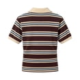 thumbnail image 5 of Daznico Women's Striped Polo Shirt Short Sleeve Button Down Collared Casual Summer Lightweight Tops for Work Daily Wear,M, 5 of 8