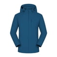 thumbnail image 6 of Crgrtght Women Hooded Zip Long Sleeve Solid Casual Travel Jacket Coat Waterproof Hiking Jacket Windproof Outdoor Slim Lightweight Rain Jacket, Dark Blue M, 6 of 7
