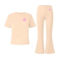 thumbnail image 4 of Mooqilaa Girls Outfit Sets Short Sleeve, 2 Piece School Summer Girls Clothing Sets Beige Size 5-6 T, 4 of 5