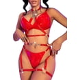 thumbnail image 1 of Sexy Pu Leather Strappy Underwire Garter Belt Lingerie Set, 1 of 4