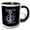 Black/White, variant on 3drose, Coastal Nautical Blue and Pink Living on Lake Time Ship Anchor., 11oz Mug