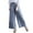 Blue, variant on Women's Vintage Loose Floral Embroidered Wide Leg Trousers Casual Nine Point Pants Lightweight, Breathable Unique Embroidery Versatile for Daily Wear Sizes