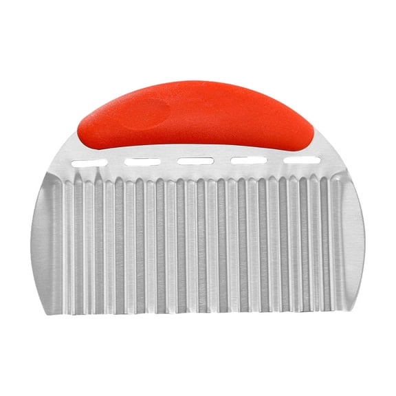 Linnome Wavy Potato Cutter Crinkle Fry Slicer Stainless Steel Blade Vegetable Waffle Chopper with Soft Non Slip Handle for Home Kitchen Vegetable Prep
