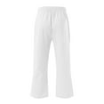 thumbnail image 6 of Petite Capris for Women with Pockets Below Knee Summer Casual Cotton Linen Pants Straight Leg Vacation Beach Crop Pant with Pockets White S, 6 of 7