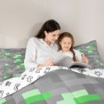 thumbnail image 4 of Homewish Cartoon Green Grey Plaid Bedding Comforter Set 7pcs, Vintage Game Abstract Queen Bedding Sets, Square Rectangle Reversible Queen Sheet Sets, Luxury Bedroom Decor, 4 of 7