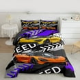 thumbnail image 2 of Homewish Extreme Sports Game Full Size Comforter Sets,Speed Race Car Bedding Comforter Set,Purple Orange Yellow Bedding Sets For Boys Kids,Microfiber Bedroom Decor Reversible,3-Piece, 2 of 8
