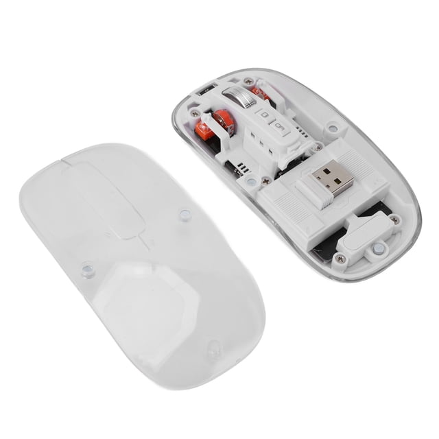 Transparent Computer Mouse, USB C Rechargeable Transparent Computer Mouse, 2.4G BT1 BT2 Tri Mode USB Rechargeable BT Mouse with USB Receiver for Laptop