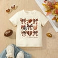 thumbnail image 4 of MEZZALL T Shirts For Girls Game Day Short Sleeve Shirt Toddler Football Season Kids Bow Couette Tops Comfort, 6-7 Years, 4 of 7