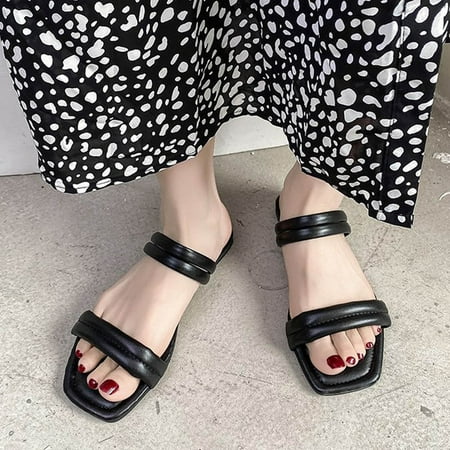 

KKCXFJX slippers for women Fashion Women s Summer Slip-On Flat Beach Open Toe Breathable Sandals Shoes Slippers