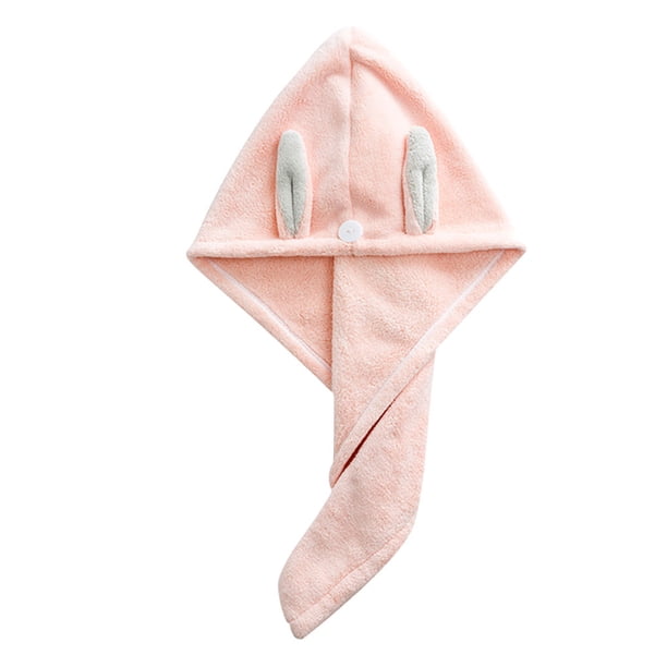 Toalla para el cabello Wrap Coral Velvet Toalla para secar el cabello Gorro de baño envuelto en dibujos animados absorbente de agua, rosa claro Yuarrent HA002598-01