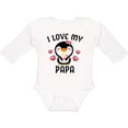 thumbnail image 3 of Inktastic I Love My Papa with Cute Penguin and Hearts Girls Long Sleeve Baby Bodysuit, 3 of 5