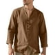 thumbnail image 1 of pstuiky camisa de manga larga para hombre, Camisas de lino para hombre, informales, de manga larga, con botones y cuello alto salir tops xxxl, 1 of 9