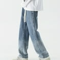 thumbnail image 4 of Zylarhe Casual Pants for Men Male Gradient Jeans Casual Loose Straight Leg Wide Leg Pants With Elastic Waist And Floor Length Pants Casual Pants Relaxed Fit Cargo Pants for Men, 4 of 8