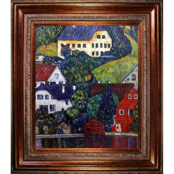 Houses at Unterach on the Attersee with Mediterranean Bronze Frame 20"X24"