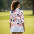 thumbnail image 6 of HUIACONG 4th of July Women Golf Polo Shirts Featuring American Flag Pattern, 3/4 Sleeve Quarter Zip Top for Golf, Tennis, Workout and Daily Sports, 6 of 10