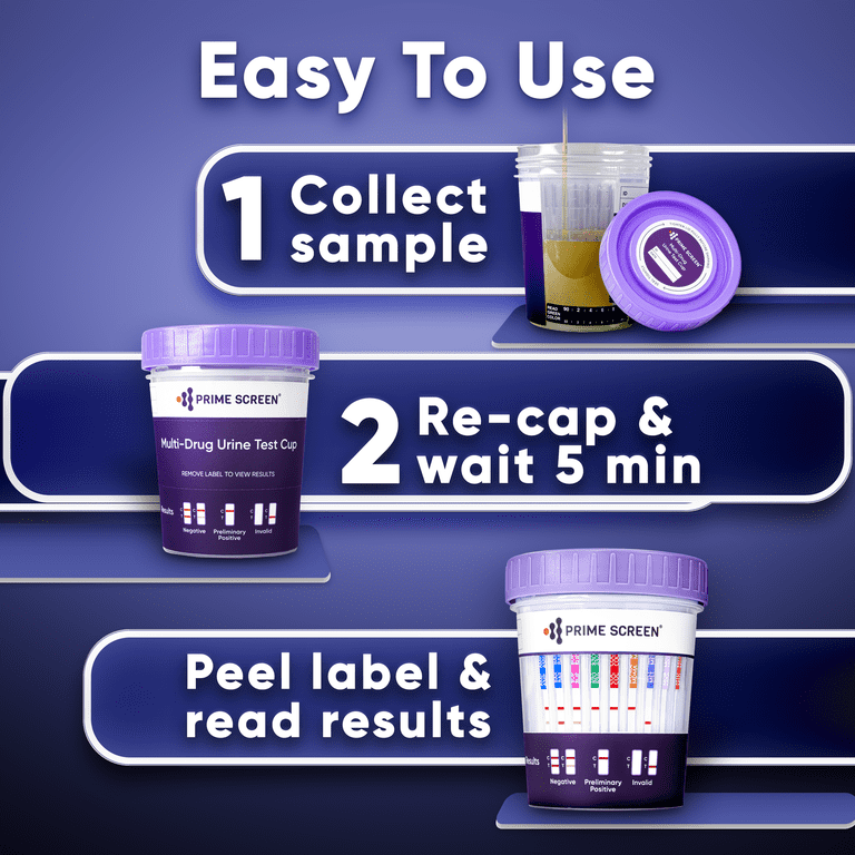 Prime Screen, Urine Drug Testing Cup, 12-Panel, Home Use 5 Pack