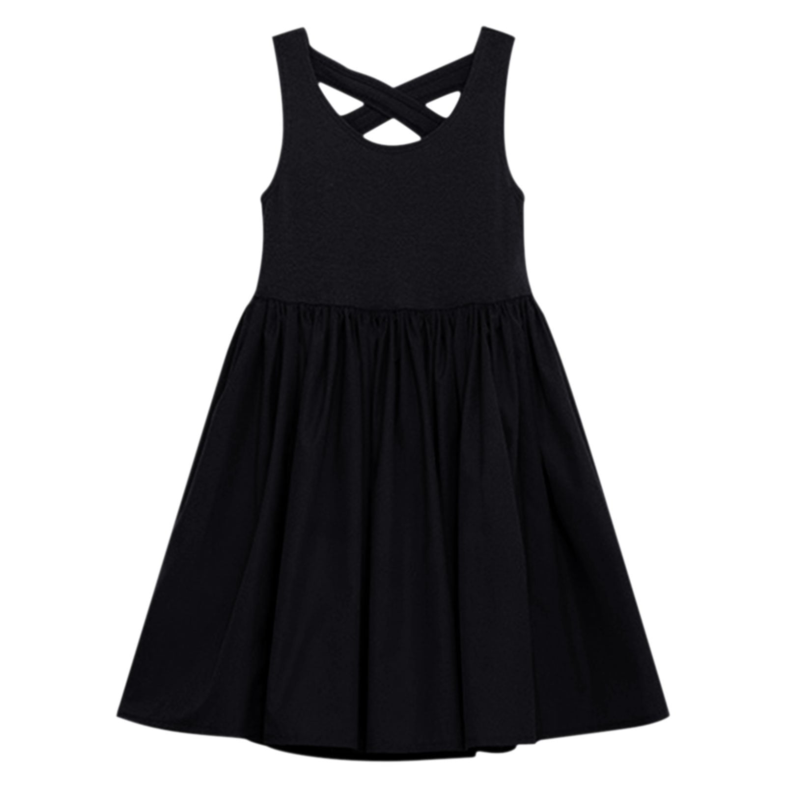 Big Kid Girl Dress Crazy 8 Toddler Dress Westernized Girls Open Back Sleeveless Tank Top Dress Children s Daily Versatile Black Girls Clothes Black 5 6 Years Walmart