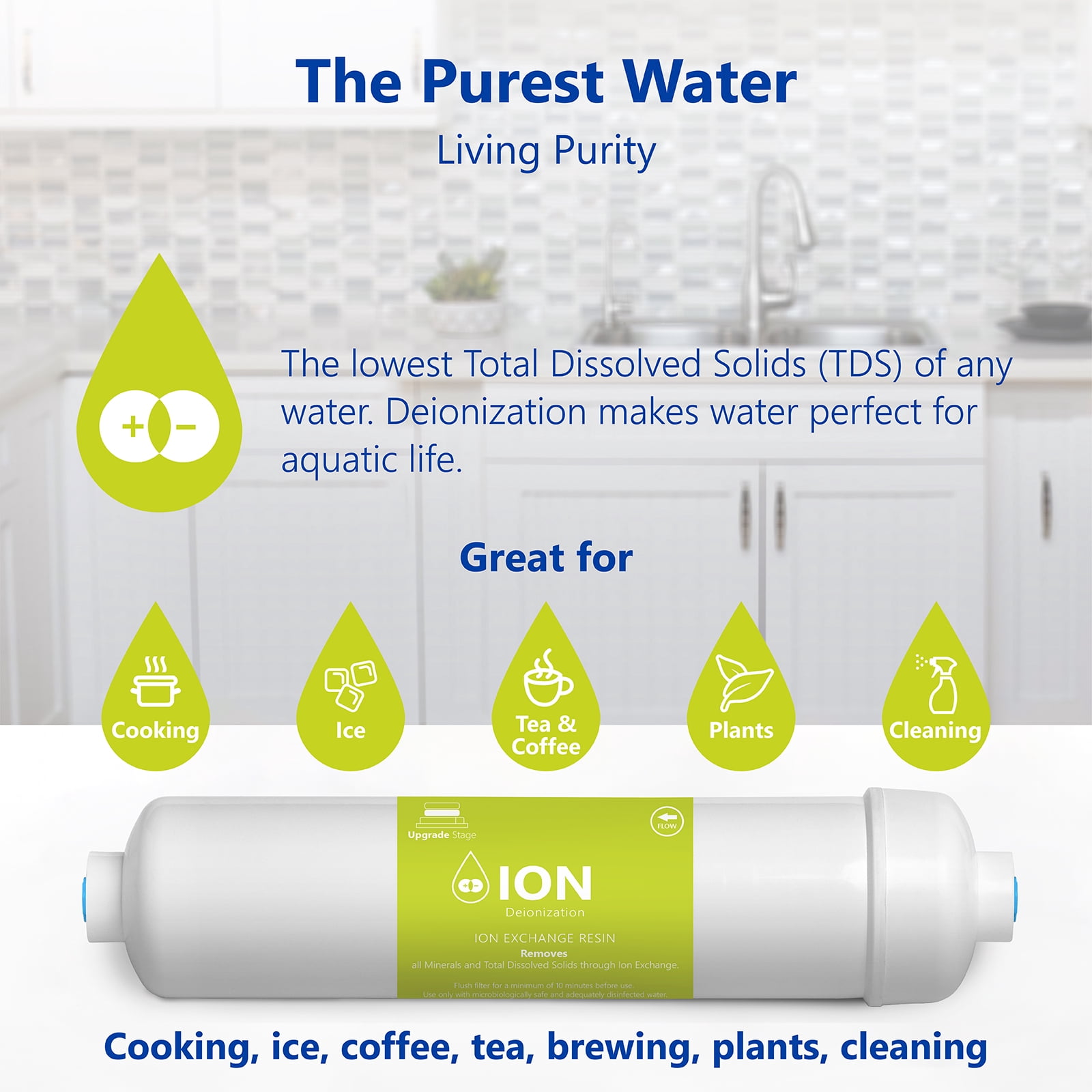Express Water Deionization Water Filter Replacement DI Water Purifier 10 inch Under Sink and Reverse Osmosis System