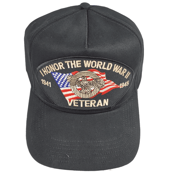I Honor The World WAR II Veteran 1941-1945 HAT - Black - Veteran Owned Business
