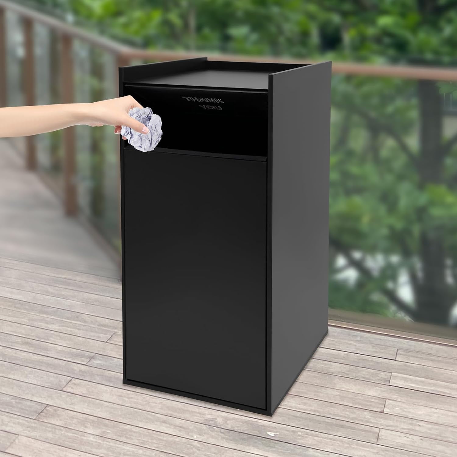 Restaurant Trash Can Cabinet Commercial Trash Can 30l,Wooden Garbage Receptacle Indoor,Heightened Baffle/Built-Intrash Bag