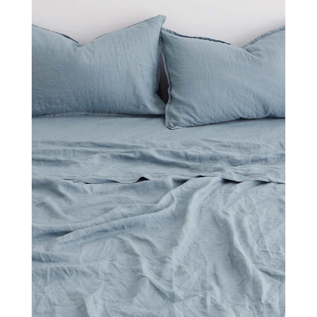 Juego completo de sábanas de lino Bedtonic Dusty Blue